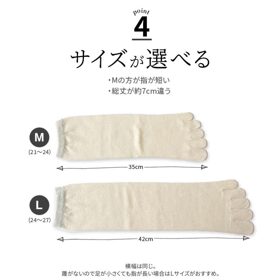 冷えとり靴下 2足セット 内絹外ウール 5本指ソックス 冷え取り靴下 靴下 レディース メンズ シルク ウール 天然繊維100% かかとなし ゴム選択可 日本製 841 | 841 | 10