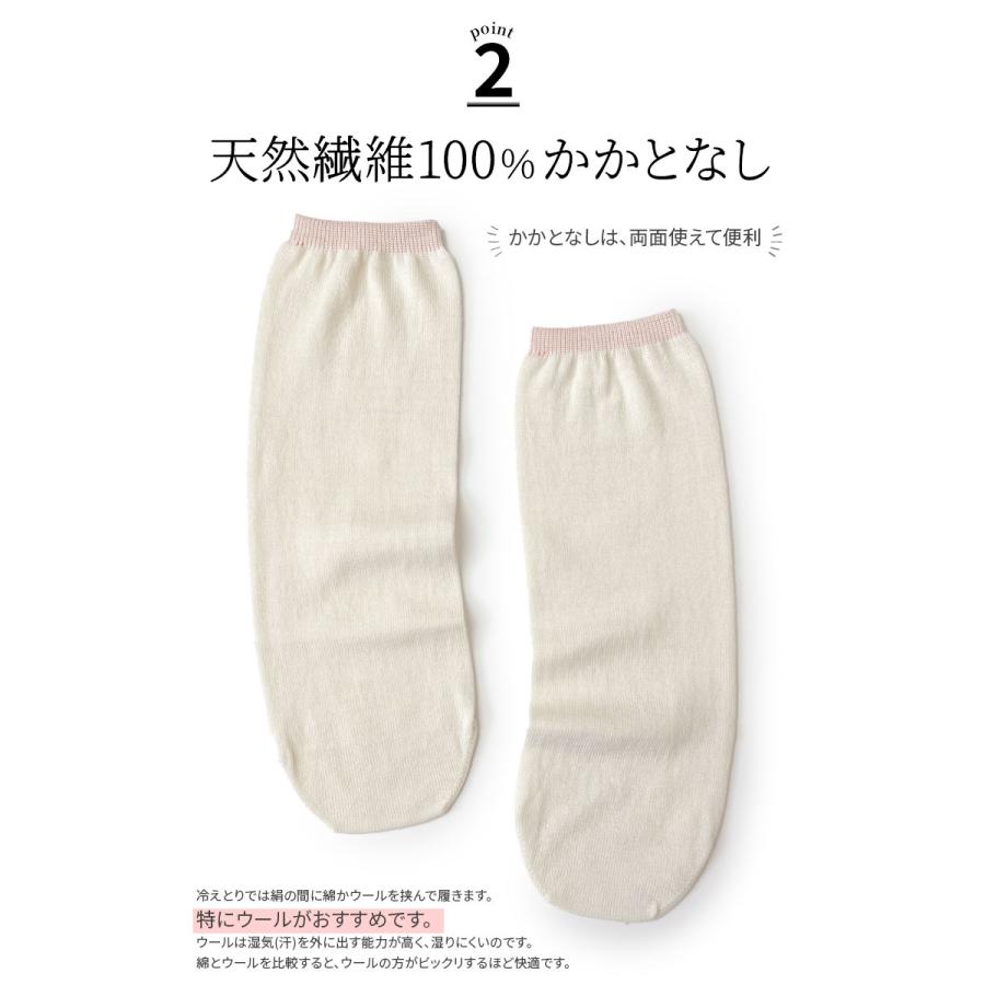 冷えとり靴下 内絹外ウール 先丸ソックス 冷え取り 靴下 レディース メンズ シルク ウール 天然繊維100% 冷えとり かかとなし ゴム選択可 日本製 841 | 841 | 04