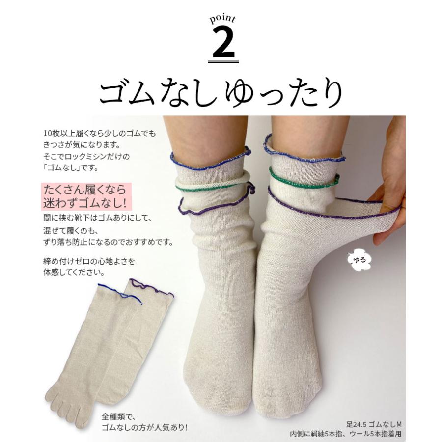 冷えとり靴下 2足セット 絹紬 冷え取り靴下 先丸ソックス×2 シルク レディース メンズ シルク100% 絹 ゴム選択可 かかとなし ゆったり 大きめ 日本製 841 | 841 | 07