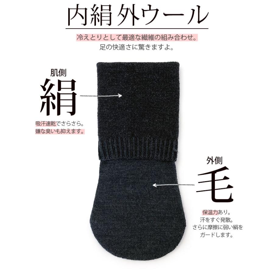 冷えとり靴下 内絹外ウール WG 先丸ソックス 冷え取り 靴下 レディース メンズ シルク ウール オーバーソックス カバーソックス 厚手 あったか 冬 日本製 L 841 | 841 | 02
