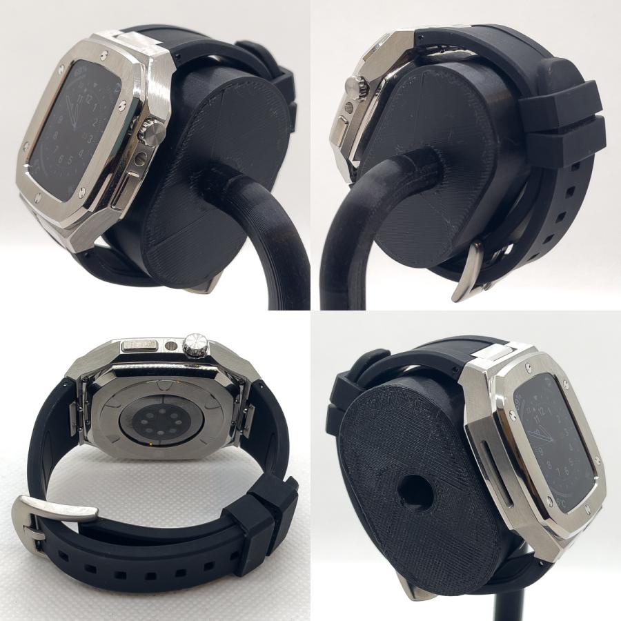 【40mm】Apple Watch ステンレス ケース アップルウォッチ 高級バンド カバー シリコンストラップ 一体型 ケース メンズ Series 4 5 6 SE｜84designs｜02