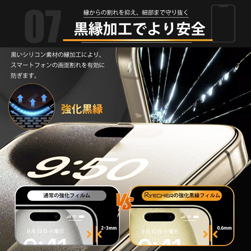 iPhone13mini ガラスフィルム 全面保護 保護フィルム アイフォン 13mini フィルム iPhone13mini 液晶保護フィルム 高光沢 スマホフィルム RYECHER｜8787-store｜10