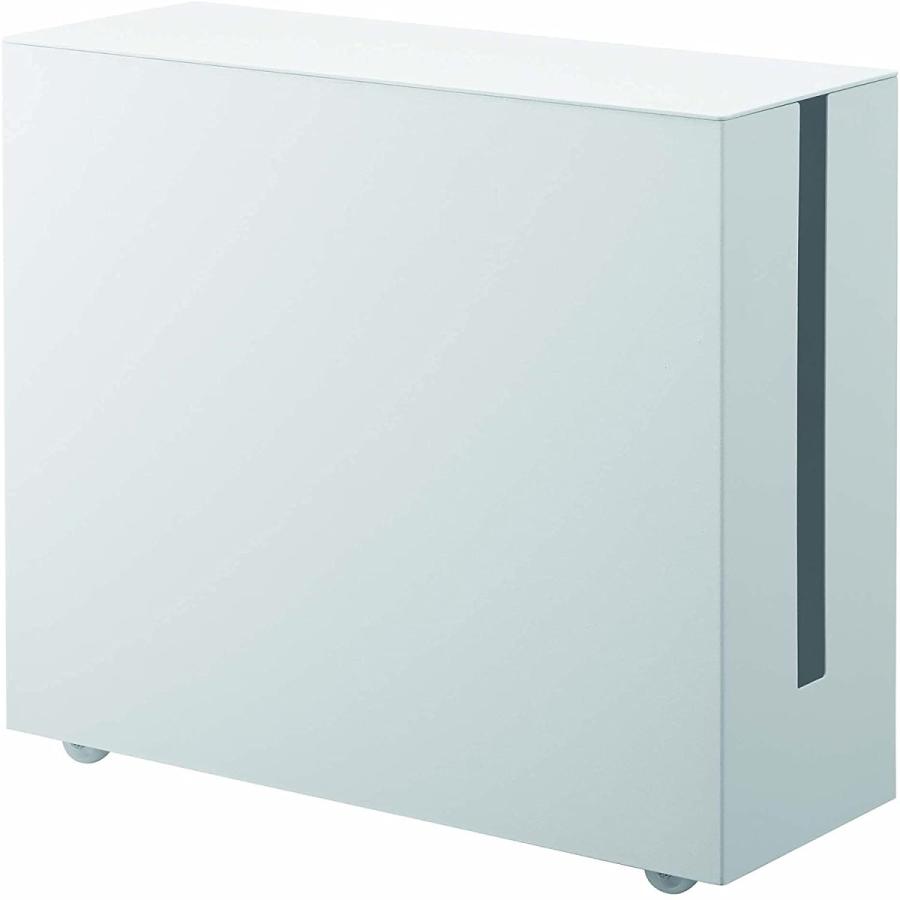 山崎実業(Yamazaki) キャスター付き ケーブル収納 ラック ホワイト 約W40.1XD15.1XH34.8cm タワー 隠せる周辺機器 いたずら防止 テレワーク 5403