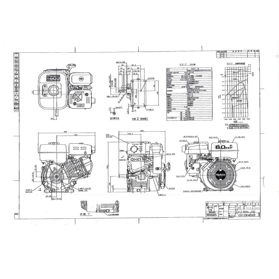 石川屋コスモ1号店1ロロビンエンジン４サイクル Ex170f 直結スタンダード