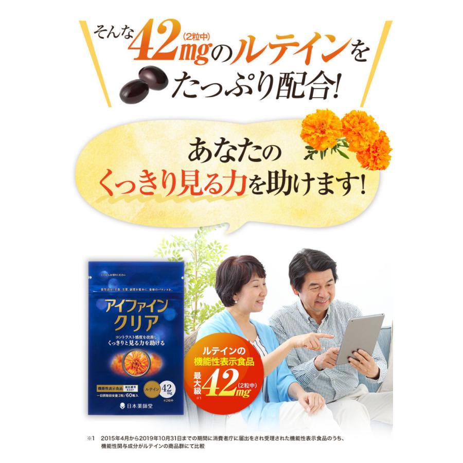 日本薬師堂（NIHON YAKUSHIDO） 機能性表示食品 アイファインクリア 60