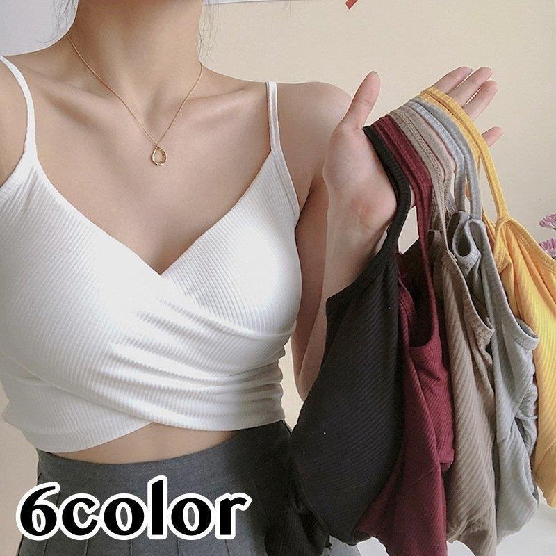 ブラトップ カップ付き キャミソール レディース インナー Vネック 無地 リブ 細ストラップ 下着 肌着 パッド付き ショート丈 シンプル 可愛い Hsdsvrij9j Manglarmagazine Com Mx