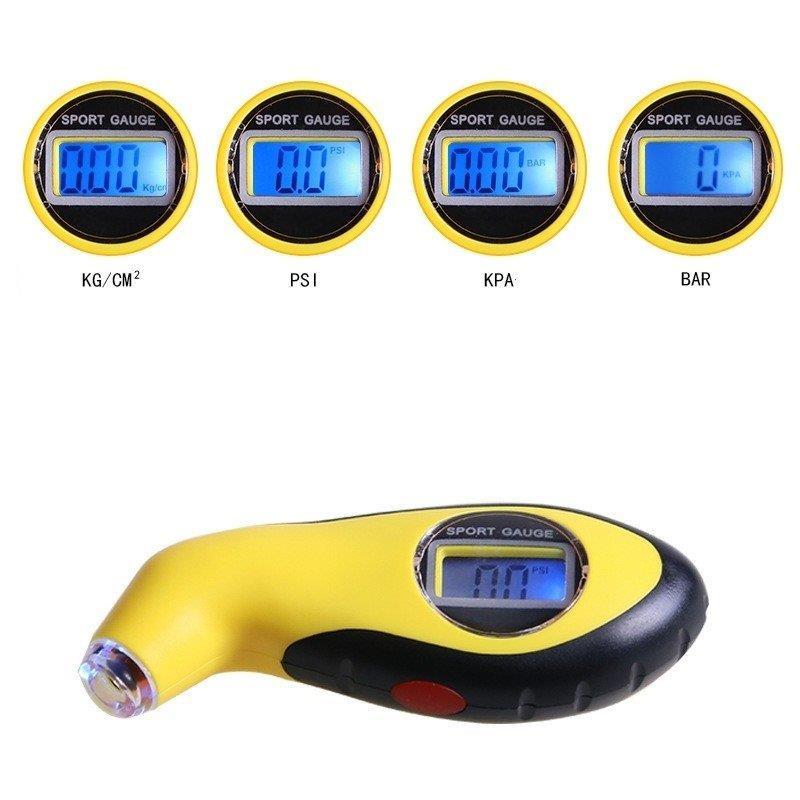 Tanukishopタイヤゲージ 車用 空気圧計 計測器 自動車 カー用品 デジタル 見やすい コンパクト ポケットサイズ メンテナンス イエロー
