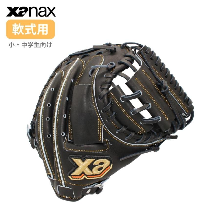 ザナックス 軟式野球キャッチャーミット 右投用 黒×ピンクステッチ 新品
