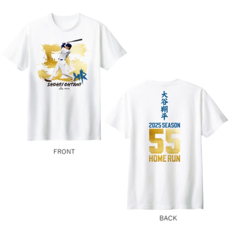 大谷翔平 ドジャースグッズ「55 HOME RUN」Tシャツ ホワイト/ブルー