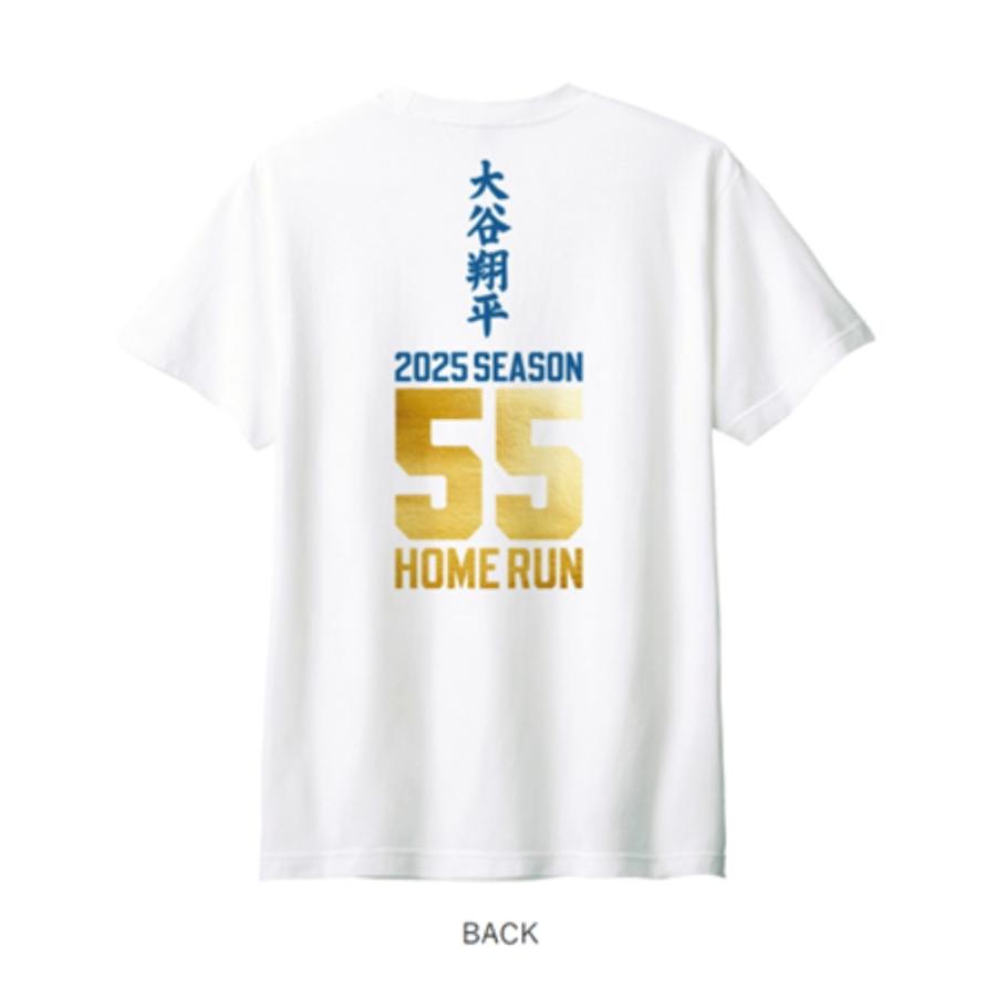 大谷翔平 ドジャースグッズ「55 HOME RUN」Tシャツ ホワイト/ブルー