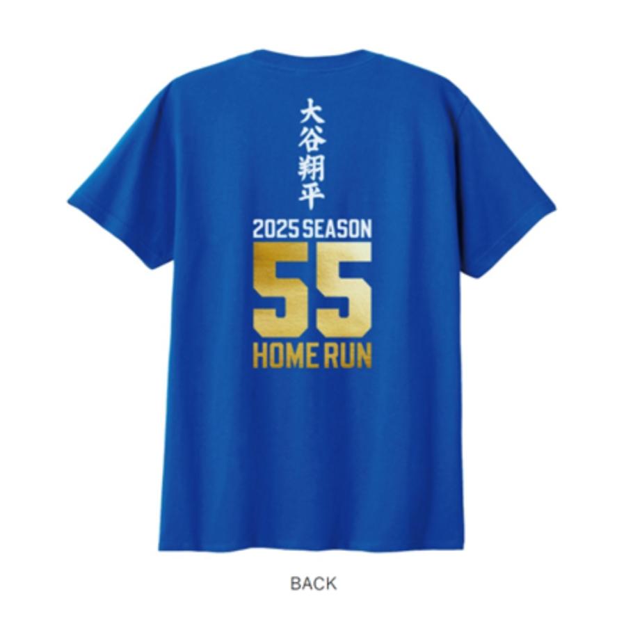 大谷翔平 ドジャースグッズ「55 HOME RUN」Tシャツ ホワイト/ブルー
