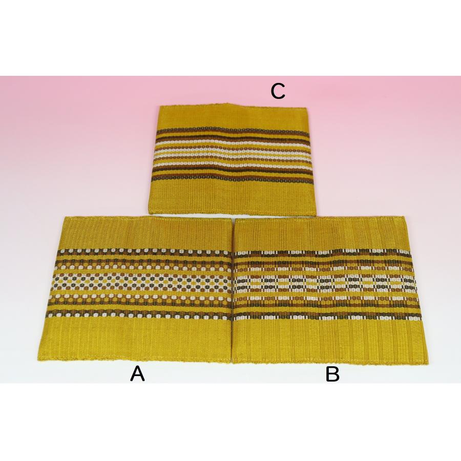 半幅帯♦︎本場黄八丈♦︎山吹色格子 本場黄八丈 帯地 名刺・カード入れ (ダブル) 黄 : 八丈民芸やました