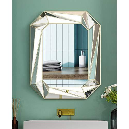 代引き手数料無料 モダンな幾何学的な壁ミラーアート シルバーミラー壁装飾 壁掛けミラー 浴室 寝室 リビング ダイニングルーム 24 X 30インチ輸入品 最終値下げ Blog Lonolife Com