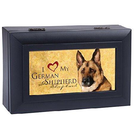 春バーゲン特別送料無料！ Cottage Garden Love My German Shepherd Matte Black Jewelry Music Box Plays Wonderful World