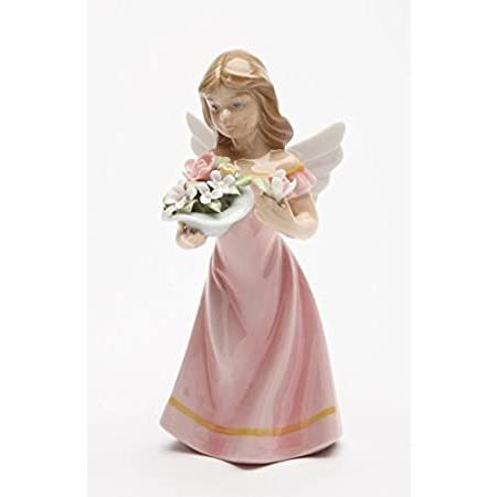 特売 Angel, Gardening Porcelain 20861 Gifts Cosmos Angel F Holding Dress Pink in オブジェ、置き物