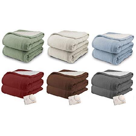 Biddeford 2061-9032138-302 マイクロプラッシュ シェルパ 電気毛布 フルクラレット 