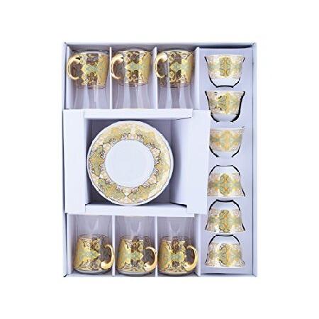 豪華で新しい 18 PieceハンドメイドガラスユニークFancy HighクラスアラビアMirraコーヒーセットand Tea set-特別なデザインColore ティーカップ、ソーサー