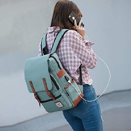 【人気商品！】 MANCIO ノートパソコン用バックパック ビンテージ USB充電ポート付き スリム 破れにくいビジネスバックパック 旅行 大学 学校 メンズ レディース 最大15.6インチ