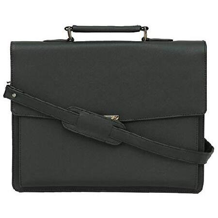 衆院 Felda Vegan Leather Briefcase - 15.6 Laptop Business Bag - Black