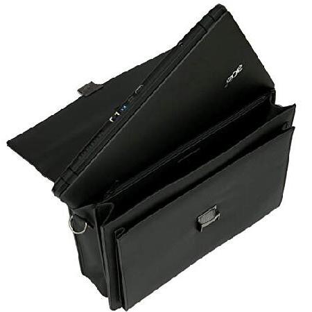 衆院 Felda Vegan Leather Briefcase - 15.6 Laptop Business Bag - Black