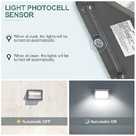 120W　LED　Wall　Commercial　Fixture　Security　LED　Industrial　Dusk-to-Dawn　15600LM　Light　IP65　Photocell　with　and　Lights　Lighting　5000K　Flood　Pack　Outdoor　W