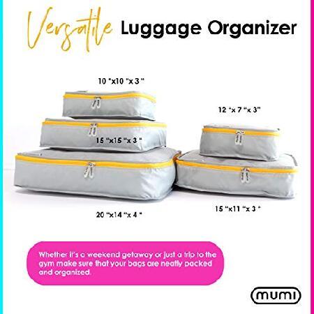 mumi Packing Carry On (5) Set Travel Luggage Organizer Packaging Cube Travel Pouch Compression Packing Cube Travel Space Saver Bags Aqua