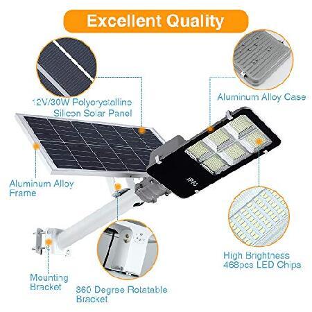 DENGMALL 400W LED Solar Street Lights Outdoor, Dusk to Dawn Security Flood Light with Remote Control ＆ Pole, Wireless, Waterproof, Perfect for Yard,