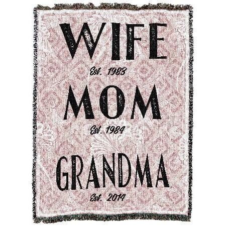 Pure Country Weavers Wife Mother Grandma Blanket Pink Personalized Custom Gift Tapestry Throw Woven from Cotton Made in The USA (72x54)