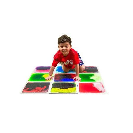 【在庫一掃】 Art3d Liquid Sensory Floor Decorative Tiles， 11.8x11.8 Square， Colorful， 4 Tiles