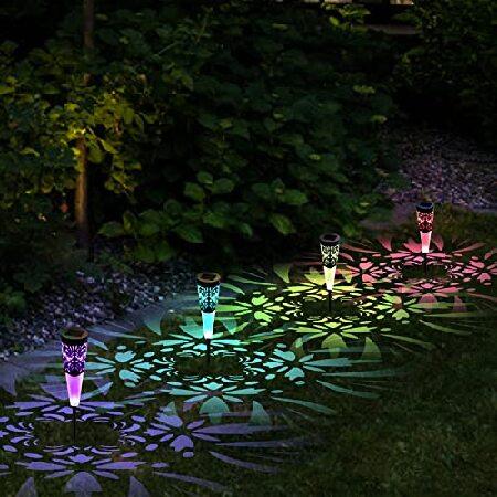 Solar　Lights　Outdoor　4Pcs　Garden　Solar　Torch　Lights　Color　Chan　with　Decor