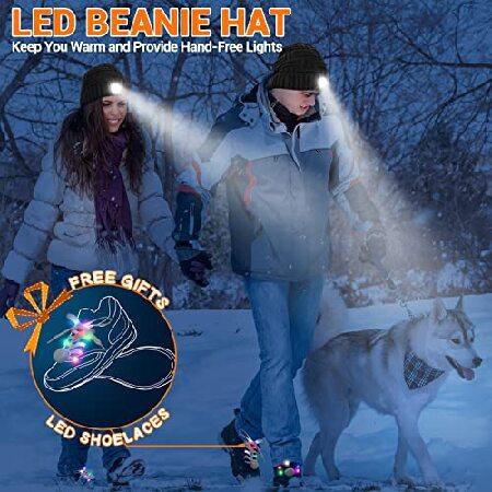 GREENEVER　LED　Beanie　Light　Hats　Knit　with　Headlight　Unisex　Men　for　Stocking　Cap　Gifts　Stuffers　Hat　Winter　Lighted　Headlamp　Black