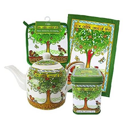 こちらは並行輸入品です。どうぞお気軽にお問い合わせください。Royal Tara Tree of Life Kitchen Set - Teapot -Loose Leaf Tea Tin- Tea Towel