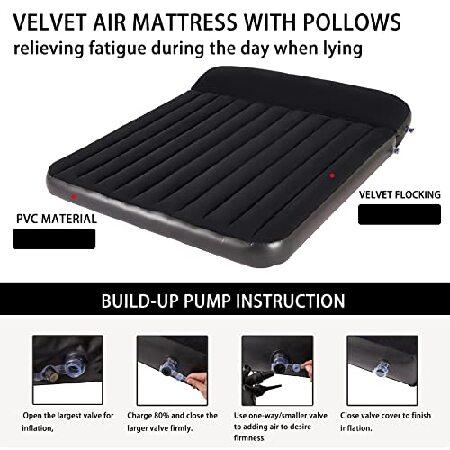 廃番・完売 King Size Flocking Air Mattress for Camping， Sleeping pad mat with Build-in