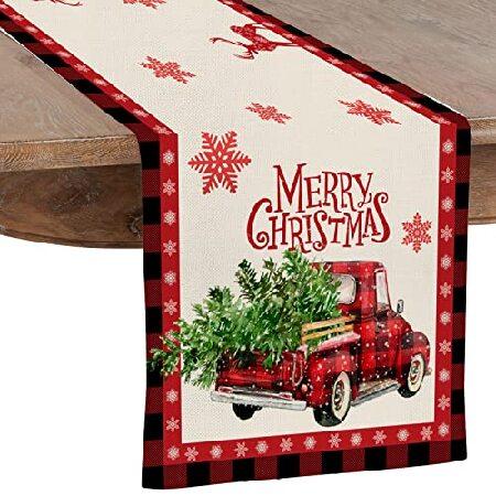 最新作 LARMOY Christmas Run Table Trees Xmas with Truck Plaid Runner,Buffalo Table テーブルセンター 最新作 LARMOY Christmas Run Table Trees Xmas with Truck Plaid Runner,Buffalo Table テーブルセンター