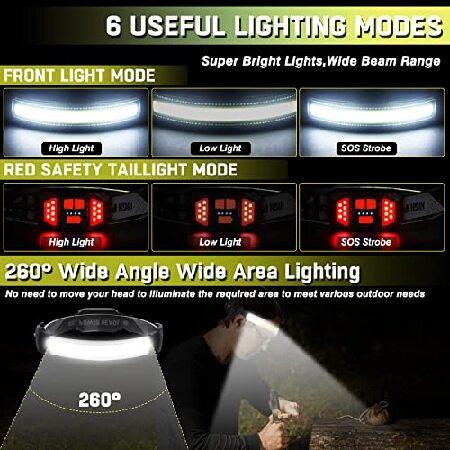 LED　Headlamp　Pack,Super　USB　Waterproof　with　Control),Wide　Bright　1500Lumen　Red　Illumination　Rechargeable　Light(Individual　Tail　Beam　Modes　Headlamp