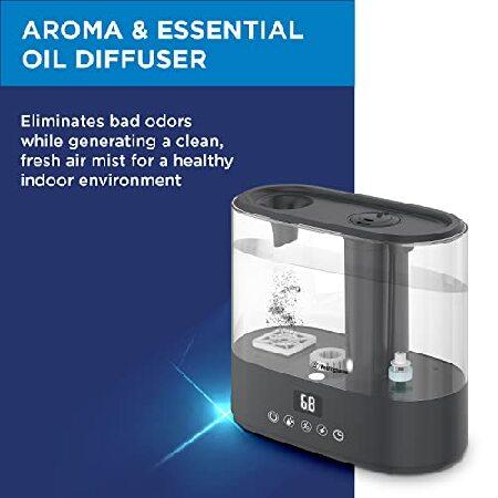 Westinghouse (ウェスティングハウス) 抗菌空気殺菌加湿器 100% 寝室2役 加湿器 清浄機 クールミスト超音波 スマート湿度コントロール リモコン付き チャコール 