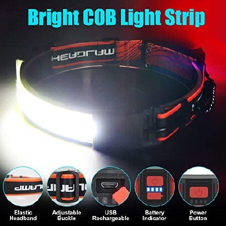 Headlamp Rechargeable, Pack PSDRIQQ Bright LED Headlamps Wide Beam Head Lamp Headlight Flashlight with Red Tail Light 1200lm Lightweight Adjustable - 5