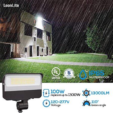 LEONLITE　3CCT　100W　Light　LED　Outdoor,　Mount,　5000K　4000K　Commercial　Selectable,　Adjustable　Knuckle　Flood　13,000LM,　1-10V　3000K　Dimmable,　120-277V　LED