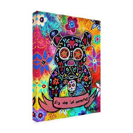 正規品、日本製 Trademark Fine Art 「Dia De Los Muertos Bulldog」キャンバスアート 18x24