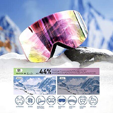Dizokizo Ski Goggles Anti Fog 100% UV Protection Dual Detachable