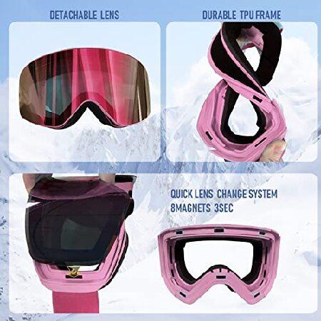 Dizokizo Ski Goggles Anti Fog 100% UV Protection Dual Detachable