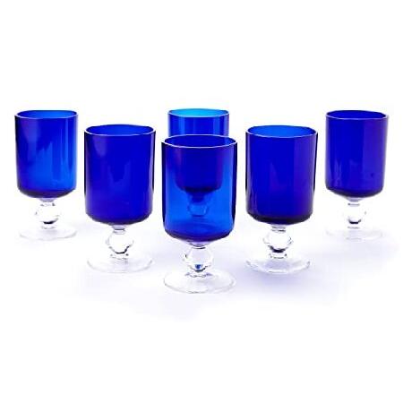 こちらは並行輸入品です。どうぞお気軽にお問い合わせください。Blue R0se P0lish P0ttery C0balt Hurricane Wine Glass - Set 0f 6