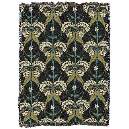 Voysey Rowan Tree Nocturne Blanket Arts ＆ Crafts Gift Tapestry Throw Woven from Cotton Made in The USA (72x54)