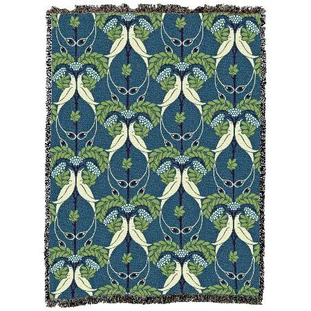 Voysey Rowan Tree Diurnal Blanket Arts ＆ Crafts Gift Tapestry Throw Woven from Cotton Made in The USA (72x54)
