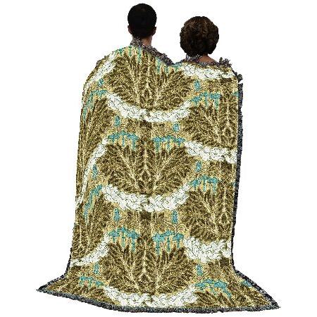 Pure Country Weavers Voysey Fairyland Gold Blanket Arts ＆ Crafts Gift Tapestry Throw Woven from Cotton Made in The USA (72x54)