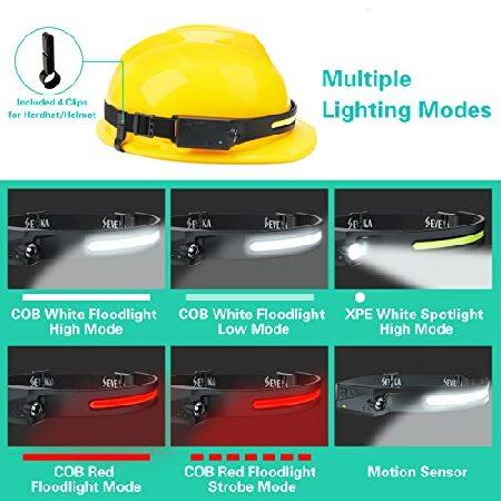 2Rechargeable　Headlamp　Flashlight　Motion　2.4oz　Carrying　Beam　Red　Li　LED　Wide　Case,　Light,　＆　Outdoor,　Bright　Lamp　with　SEVENKA　Head　Sensor,　Spotlight,