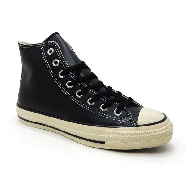 Converse ブラック ハイカットスニーカー CONVERSE（コンバース） レザースニーカー ハイカット メンズ