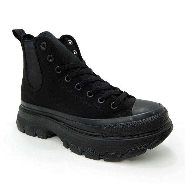 【極美品】コンバース トレックウェーブ ブラック レザー 厚底 23.5 CONVERSE コンバース トレックウエーブ 厚底 レディース