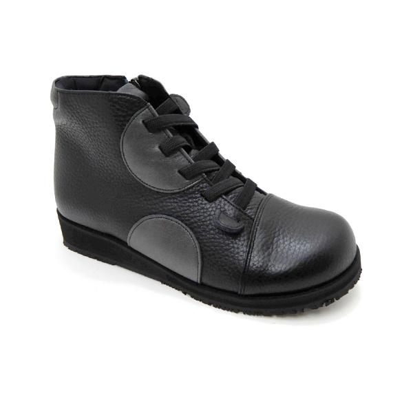 FIZZ REEN ショート ブーツ 本革 レディース 幅広 5E 黒 日本製