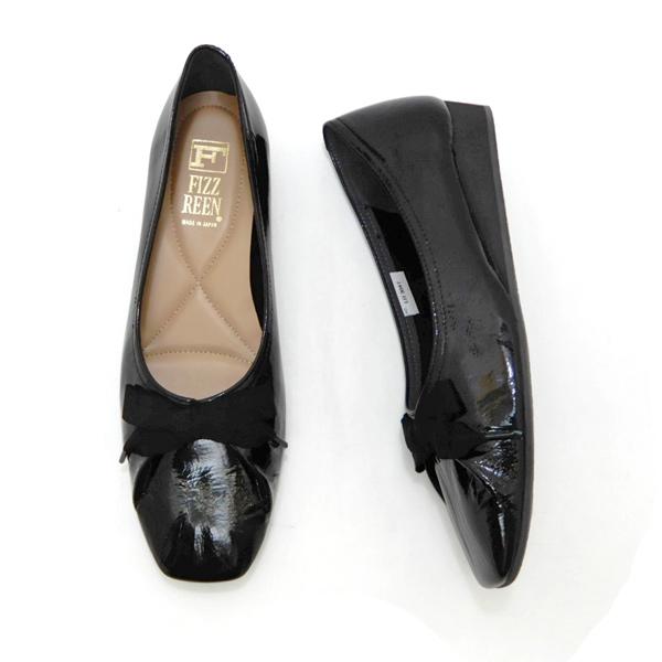 FIZZ REEN（フィズリーン） パンプス 黒 エナメル リボン 本革 靴